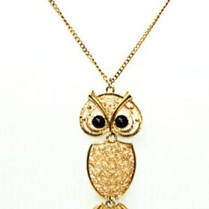 Sarah Coventry Vintage Night Owl Necklace With Free Gift Of Owl Earrings!